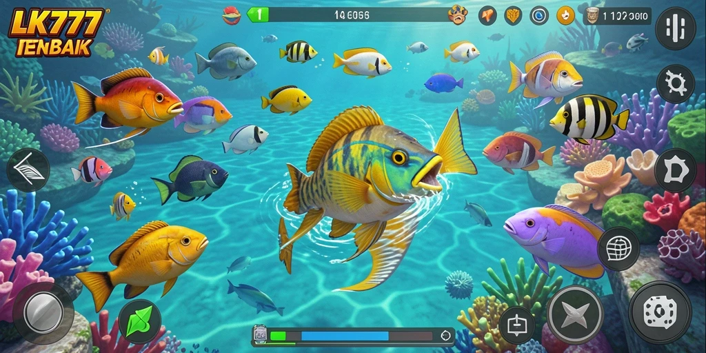 Screenshot LK777 yang menampilkan aksi menembak ikan yang menegangkan.