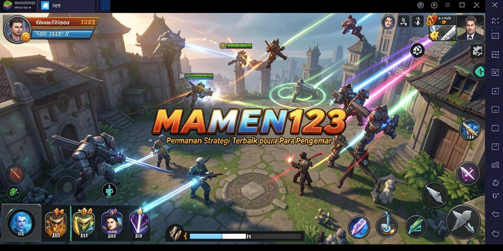 Screenshot MAMEN123 menampilkan pertarungan strategi yang intens.