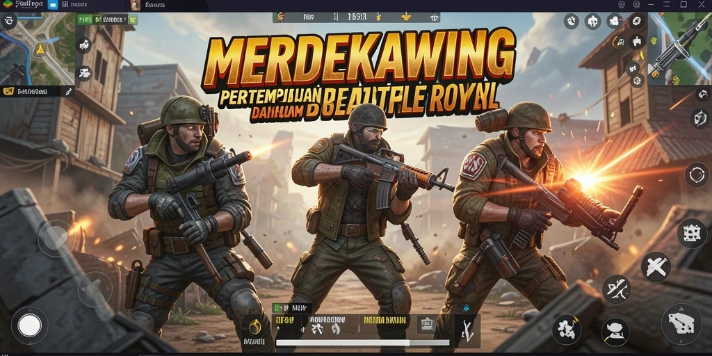 Tampilan gameplay seru dalam MERDEKAWING bertempur di medan perang.