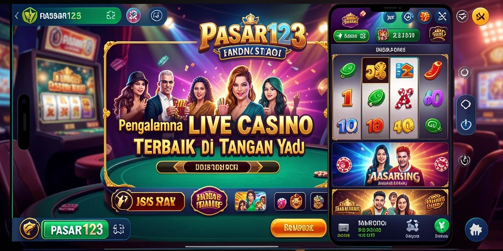 Screenshot utama PASAR123 menampilkan gameplay Live Casino yang mendebarkan.